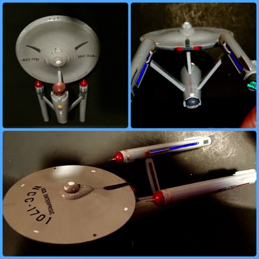 This is a beautiful 1/1000 Polar Lights The Original Series Enterprise. It is fully built and wonderfully done, and skillfully painted, and a highly detailed model. 
