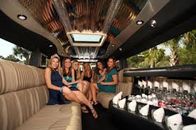 Inside a big limo used to take prom-goers to prom.