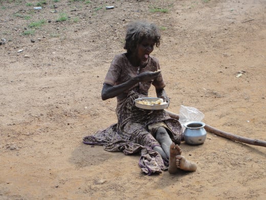 Even this woman has many desires and wants to fulfil though she lacks enough food.