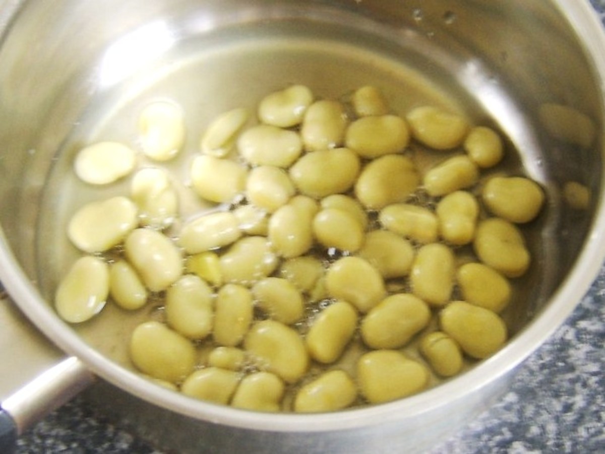 Preparing to heat broad beans