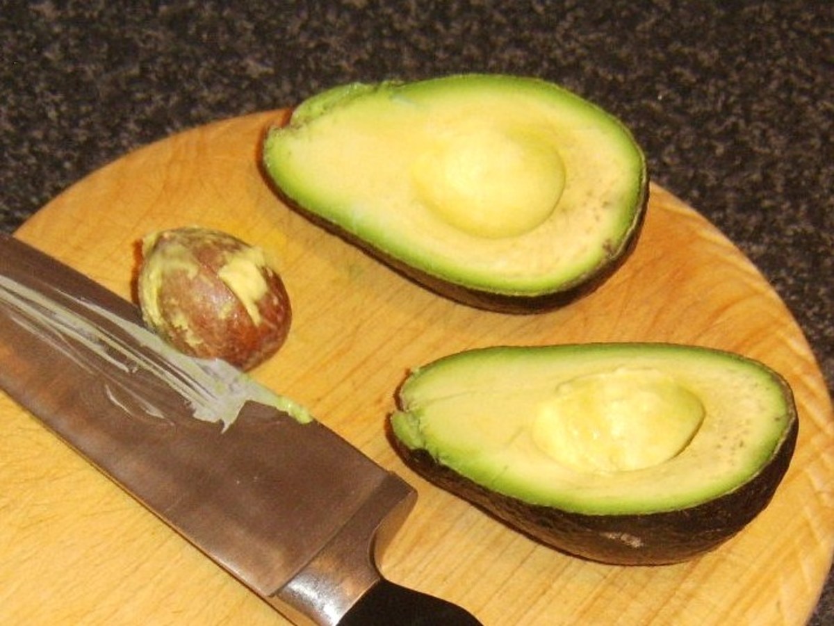 Removing the stone from an avocado
