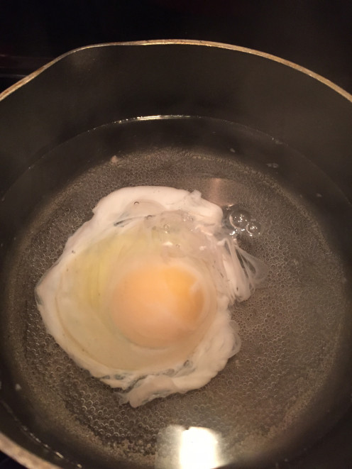 Drop the egg in. 