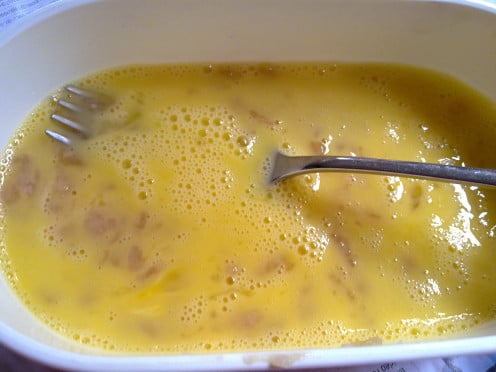 eggs beaten with a fork