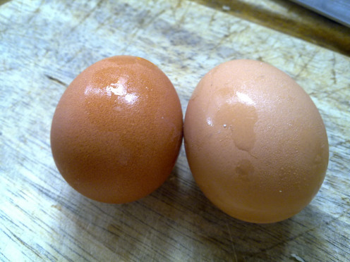 2 eggs, Grade A would be better, bigger eggs than the B and C grades