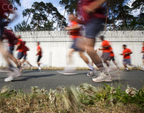 Fast action in marathon running.