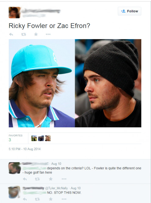 A fan tweet on Twitter, about Fowler and Efron.