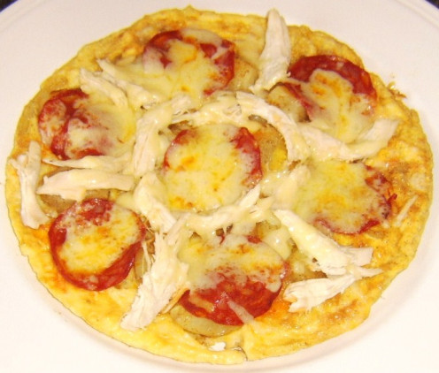 A pizza omelette represents just one of the many creative ways in which it is possible to use up a wide variety of meat and vegetable leftovers