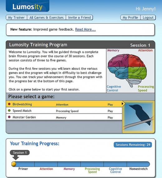 Lumosity brain games training program.