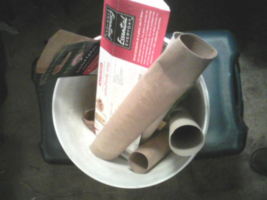 I keep a bucket near the basement steps so I can save brown cardboard separately from paper which goes into the recycling bin.