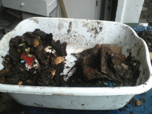 Castings go into a secoind dishpan, for one more sorting to catch any worms I missed the first time.