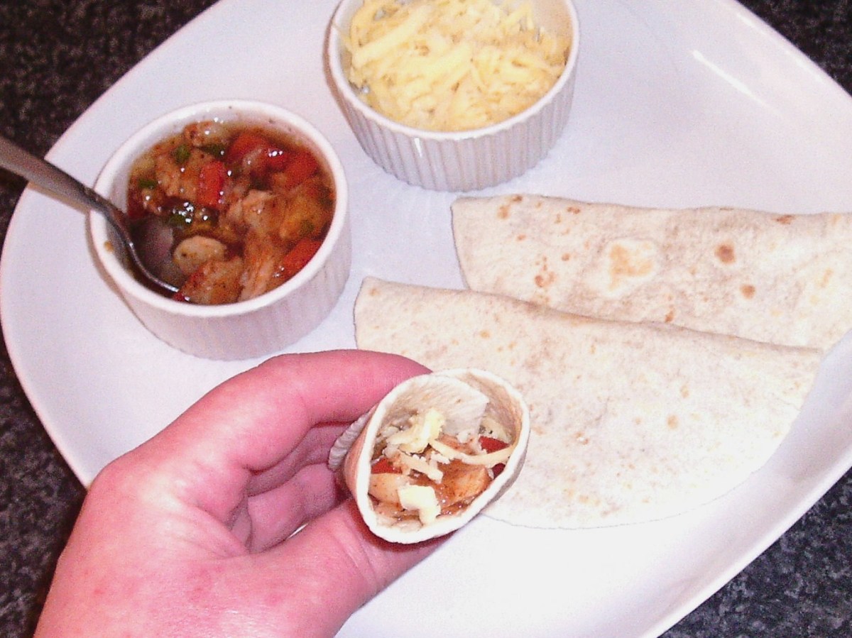 Fajitas spiced jellied cod and cheese tortilla wrap