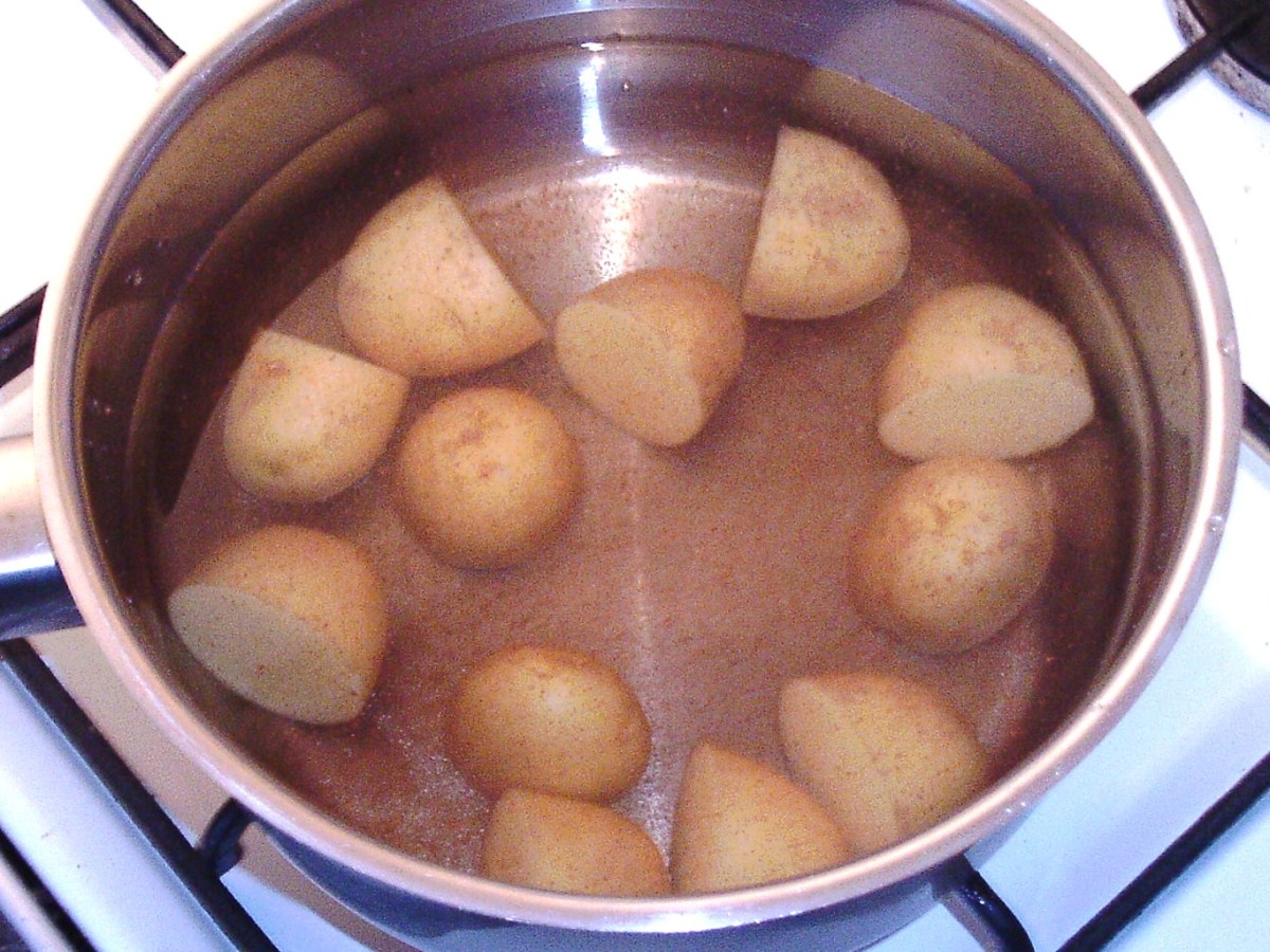 Baby potatoes are put on to boil
