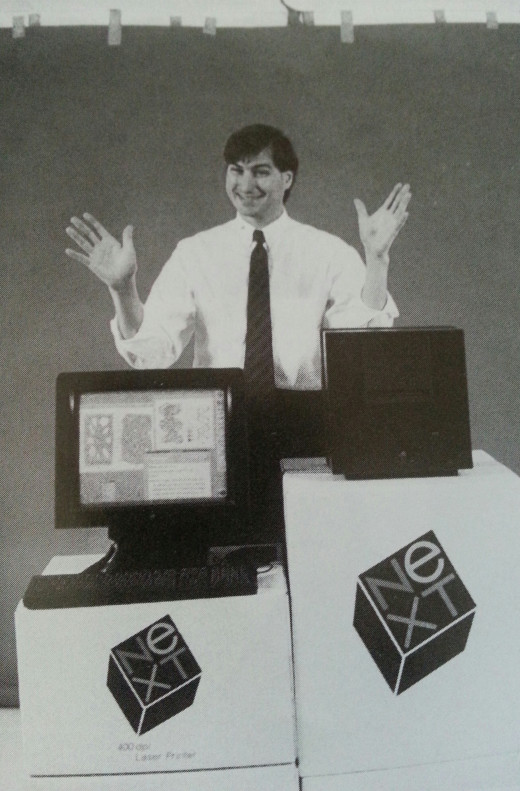 Jobs in 1988 unveiling the NeXT computer and printer. Between 1985 and 1997, after his ouster from Apple, he had only mediocre success in the computer industry. Jobs in 1988 unveiling the NeXT computer and printer. Between 1985 and 1997, after his ouster from Apple, he had only mediocre success in the computer industry.