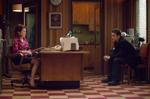 The new sheriff Burke has a chat with his receptionist.