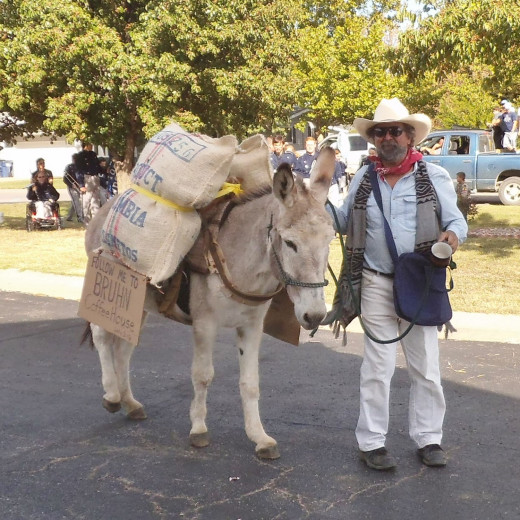 Here's Juan Valdez (the coffee guy) in a local parade. You can find costumed characters in parades, local theater productions. Renaissance fairs, pirate festivals, Scottish events, etc. 