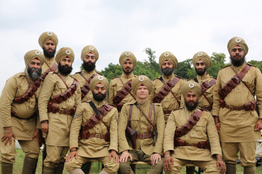 Sikh troops with british officer