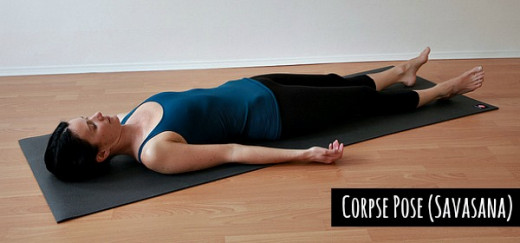 In Corpse Pose (Savasana) one needs to stay still and relaxed like a dead body while the actual motive is to control the mind with slow breathing - thebackhealer