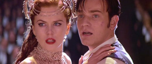 Satine portrayed by Nicole Kidman and Christian portrayed by Ewan McGregor