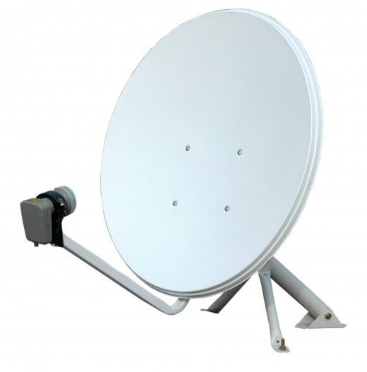 Satellite television dish used in homes and in other places of work.