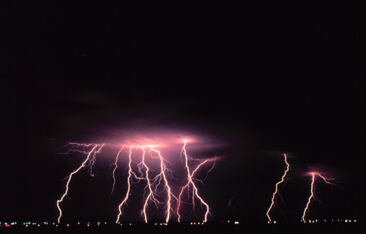 Lightning brightening the skies in Norman, Oklahoma.