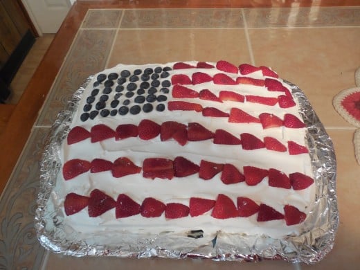The finished cake.  I tried to make it just like the flag.