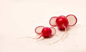 Create radish 'mice' for your salad.