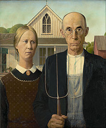 'American Gothic' iconic portrait by Grant Wood 1930