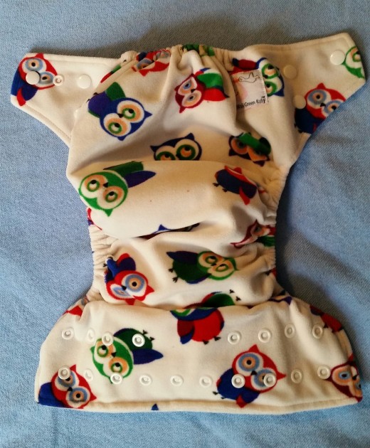 The outside of the diaper, which is made of Minky.