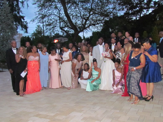 Family members of the bride gather for a quick photo.