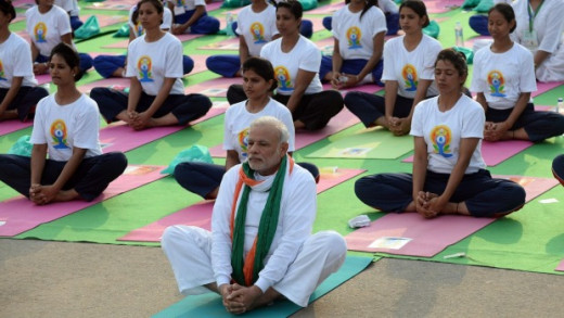 Modi Doing Yoga On International Yoga Day