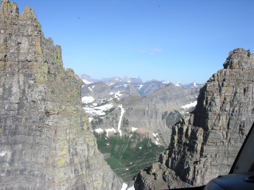The small 'V' between two peaks we flew through.