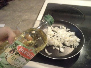 Step Eight: Add your olive oil to the pan and heat to medium heat