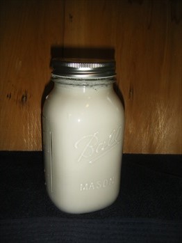 Jar of yummy, homemade Almond Milk!