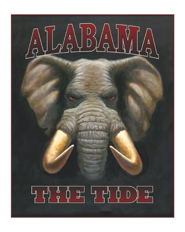 The elephant is the mascot for the University of Alabama Crimson Tide.