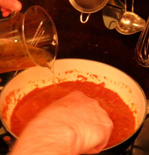 Adding the beer.