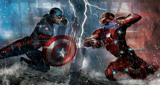 Captain America fighting Tony Stark