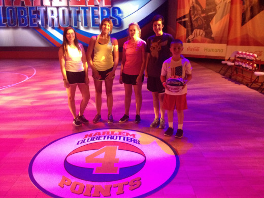 Our daughters Bailey and Madison with Bailey's friends Katy K and Dara with our son at the show