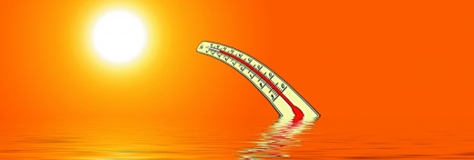 A thermometer bending in the hot sun