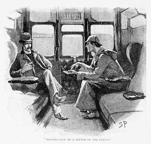 Holmes explaining to Watson the facts of a case