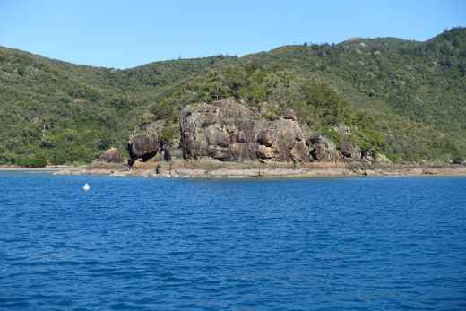 Butterfly Bay showing protected area inside of triangular marker buoys