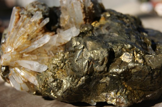Fools gold and crystals from rock collection