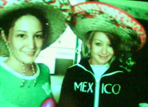 My BFF and me. I am 10 years older than her, she is 23 and I am 33. We look like kids in this picture dressed up for cinco de mio at work