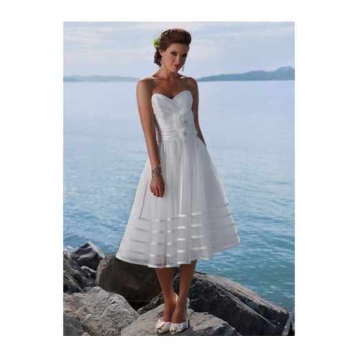 Mid calf length wedding gown for informal wedding