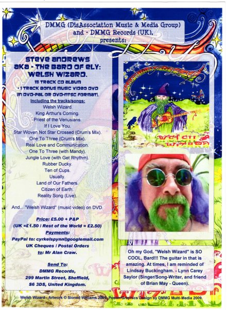Welsh Wizard flyer for an album by the Bard of Ely