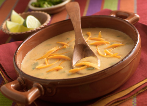 Chili Cheese Soup - Curl some cuts of cheddar or Monterey jack on top.