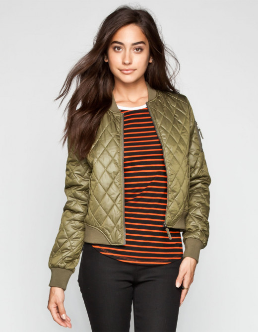 Quilted military bomber jacket
