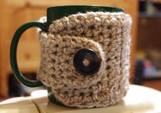 Crocheted coffee cozy