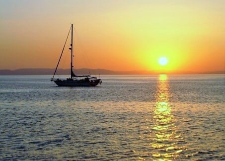 Anchored in the setting sun on the Sea of Cortez