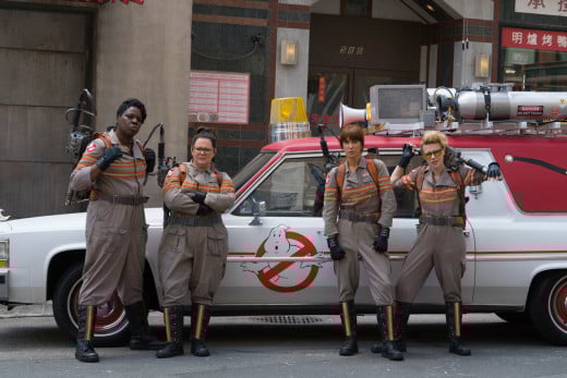 The Ghostbusters cast: Leslie Jones, Melissa McCarthy, Kristen Wiig, and Kate McKinnon
