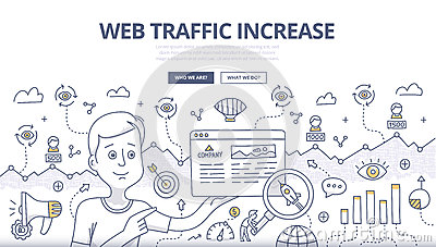 Web Traffic Doodle Concept 